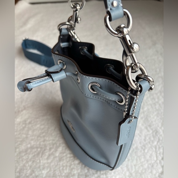 Coach Blue Leather Dempsey Drawstring Mini Bucket Bag - Picture 4 of 7